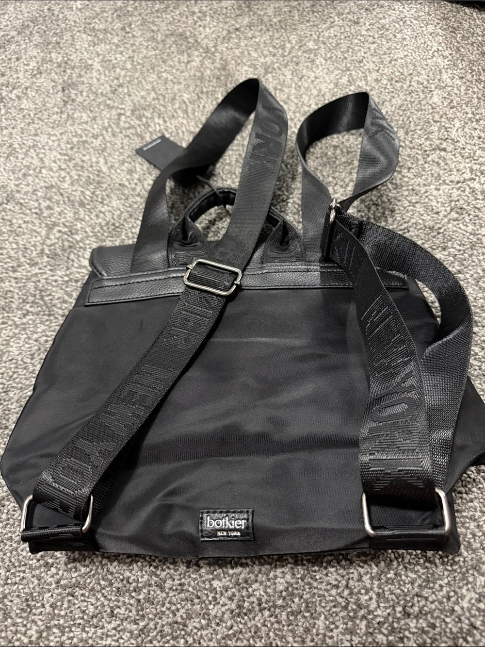 Botkier Black Nylon and Leather Top-Flap Backpack